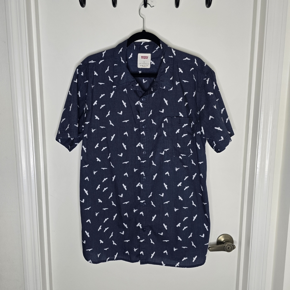 Levi's Blue and White Casual Button Down Shirt XL